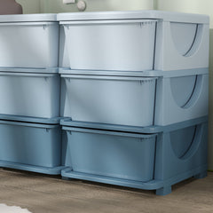 Qaba 29.5" 3 Tier Kids Storage Unit Dresser Tower w/ 9 Drawers, Blue