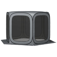 Outsunny 11 x 11ft Pop Up Screen Tent, UPF50+ Portable Camping Gazebo Screen House with Carry Bag, Dark Gray