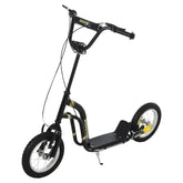 Aosom Youth Scooter Front and Rear Caliper Dual Brakes 12-Inch Inflatable Front Wheel Ride On Toy For Age 5+ - Black