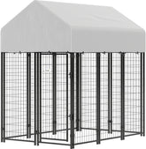 PawHut Outdoor Dog Kennel with Roof, 6' x 4' x 6' Heavy Duty Welded Wire Dog Playpen Enclosure with Escape-proof Lock