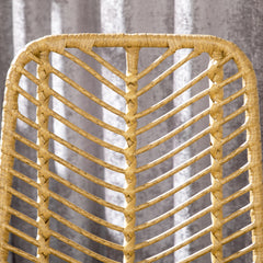 HOMCOM Set of 4 Rattan Barstools Wicker Counter Stools with Steel Legs and Footrest for Dining Room Kitchen Pub Yellow