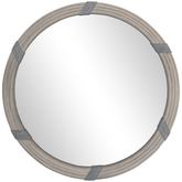 HOMCOM 30.75" Wood Wall Mirror, Farmhouse Decorative e Round Mirror for Wall Decor in Living Room, Bedroom, Natural Wood Color