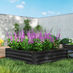 Outsunny Galvanized Raised Garden Bed, 4' x 4' x 1' Metal Planter Box, for Growing Vegetables, Flowers, Herbs, Succulents, Gray