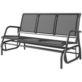 Outsunny 3-Person Outdoor Patio Glider Bench, Porch Glider Swing with 3 Seats, Breathable Mesh Fabric, Metal Frame, Black