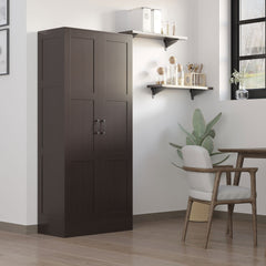 HOMCOM Storage Cabinet w/ Storage Shelves, Pantry Cabinet, Coffee