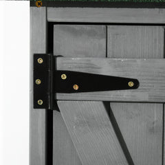 Outsunny Outdoor Storage Cabinet Wooden Garden Shed Utility Tool Organizer with Waterproof Asphalt Rood, Lockable Doors, 3 Tier Shelves for Lawn, Backyard, Gray