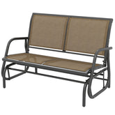 Outsunny 2-Person Outdoor Glider Bench, Patio Double Swing Rocking Chair Loveseat with
Steel Frame, Light Mixed Brown