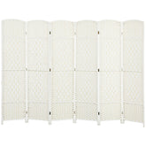 HOMCOM Folding Room Divider Screen 6 Panel 6' Tall Privacy Screen Freestanding Wood Partition for Home Office, White