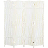 HOMCOM Folding Room Divider Screen 4 Panel 5.6 ' Tall Privacy Screen Freestanding Room Partition for Home Office, White