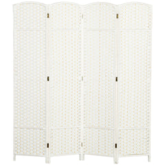 HOMCOM Folding Room Divider Screen 4 Panel 5.6 ' Tall Privacy Screen Freestanding Room Partition for Home Office, White