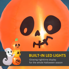 HOMCOM 5ft Inflatable Halloween Ghost and Pumpkin, Blow Up LED Display for Garden Indoor Outdoor