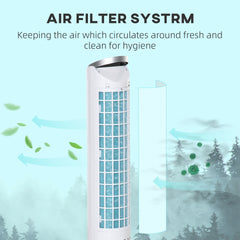 HOMCOM 40" Portable Oscillating Air Cooler Fan for Home Office, 3-In-1 Standing Ice Floor Fan with Humidifier, 3 Modes, 3 Speeds, 8H Timer, Remote, LED Display, White