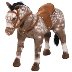 Qaba Kids Ride on Horse with Neighing Sound, Saddle for Ages 3-8