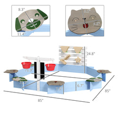 Outsunny Wooden Sandbox for 3-7 Years, 85" x 85" x 25", Blue