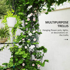 Outsunny Raised Garden Beds Set with Arch Trellis, Climbing Net, Galvanized Planter Box for Climbing Vegetables Flowers Herbs
