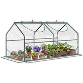 Outsunny 4' x 2' x 2' Portable Mini Greenhouse, Small Green House with PVC Cover, Roll-up Zippered Windows for Indoor, Outdoor Garden, Clear