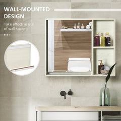 kleankin 31.5" x 25.5" Bathroom Medicine Cabinet with Mirror, Storage Shelf, Over Toilet Bathroom Cabinet Wall Mounted for Living Room and Laundry Room, White