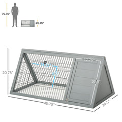 PawHut Rabbit Hutch Outdoor, Wooden Chicken Coop with Run, Outdoor Small Animal Cage for Rabbit, Small Duck and Chicken, for Garden, Backyard, Farms, 46" x 24.5" x 21", Light Gray