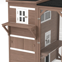 PawHut Large Outdoor Cat House for 3 Kitties, Multi-Level Design with Big Hiding Areas 2 Stories & Multiple Platforms Cat Condo