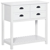 HOMCOM Sideboard Buffet Cabinet with Storage, Modern Coffee Bar Cabinet with 4 Drawers and Slatted Bottom Shelf, Console Table for Kitchen, Living Room, Dining Room, Hallway, White