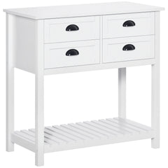 HOMCOM Sideboard Buffet Cabinet with Storage, Modern Coffee Bar Cabinet with 4 Drawers and Slatted Bottom Shelf, Console Table for Kitchen, Living Room, Dining Room, Hallway, White