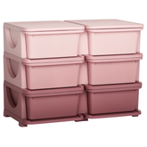 Qaba 3 Tier Kids Storage Unit, Toy Organizers and Storage with 6 Drawer Chest for Kids Bedroom Nursery Kindergarten Living Room for Boys Girls Toddlers, Pink