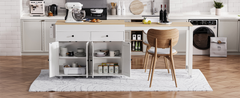 K&K 74.5 inch Kitchen Island with Extendable Dining Table , Rolling Kitchen Island on Wheels with Spice Rack and 2 Drawers, Kitchen Storage Cart with 4 Door Cabinet, for Kitchen, Dining Room, White