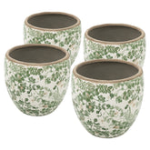 5.1x5.1x4.5" Ceramic Flower Vase with Floral Pattern, 4 Pack