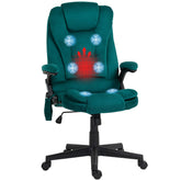 HOMCOM 6 Point Vibrating Massage Office Chair with Heat, Velvet High Back Executive Office Chair with Reclining Backrest, Padded Armrests and Remote, Dark Green