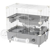 PawHut 2-Tier Hamster Cage with Sand Bathroom, Running Wheel, Water Bottle, Tubes, Accessories, for Dwarf Hamster, Gray