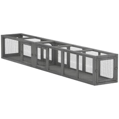 PawHut Wooden 98" Cat Tunnel for Outdoor with Combinable Design, 8 Doors, Dark Gray