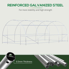 Outsunny Steel Frame Walk-In Tunnel Greenhouse Garden Warm House Large Hot House Kit with Windows & Door, 19' x 10' x 7', Green
