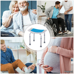 HOMCOM Adjustable Aluminum Bath Stool Spa Shower Chair Non-Slip w/ Shower Hole
