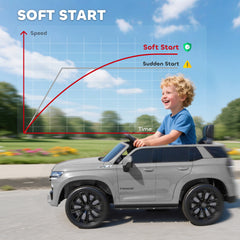 Aosom Licensed Chevrolet Tahoe Ride On Car, 12V 7AH Battery Power Ride On Toy with Parent Remote Control, LED Lights, Music, 4 Wheeler Suspension, 3 Speeds, Kids Electric Vehicle for Aged 3+, Gray