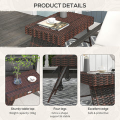 Outsunny Folding Rattan Side Table, Outdoor End Table, Hand Woven PE Rattan Coffee Table for Balcony, Backyard, Garden, Lawn, Courtyard, Brown, 23.5" x 16.25" x 16.25"