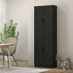 HOMCOM Freestanding Kitchen Pantry, 4-Door Kitchen Pantry Cabinet with Adjustable Shelves and Doors, Distressed Black