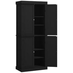 HOMCOM 72" Kitchen Cabinet, Pantry Storage Cabinet with Doors and Shelves, Freestanding Food Pantry Cabinet, Black Wood Grain