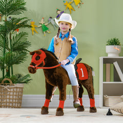 Qaba Ride on Horse for Kids 3-8 Years Old w/ Neighing Sound, Saddle & Stirrups