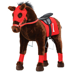 Qaba Ride on Horse for Kids 3-8 Years Old w/ Neighing Sound, Saddle & Stirrups