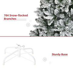 HOMCOM 9ft Unlit Snow-Flocked Slim Pine Artificial Christmas Tree with Realistic Branches and 1084 Tips