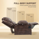 HOMCOM Power Lift Chair for Elderly, Faux Leather Recliner Sofa with Vibration Massage and Heat, Remote, Side Pockets, Brown