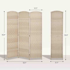 HOMCOM Folding Room Divider Screen 3 Panel 6' Tall Privacy Screen Freestanding Wood Partition for Home Office, Washed Oak