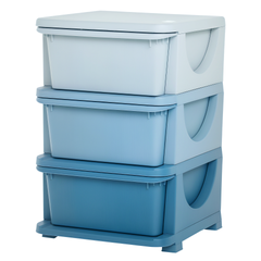 Qaba 3 Tier Kids Storage Unit, Toy Organizers and Storage with 3 Drawer Chest for Kids Bedroom Nursery Kindergarten Living Room for Boys Girls Toddlers, Blue
