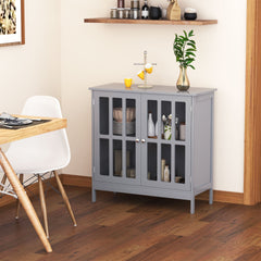 kleankin Contemporary Storage Cabinet, Cupboard Buffet Credenza with 2 Doors for Kitchen, Hallway, Living Room, Gray
