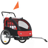 Aosom 2-Seat Elite 360 Swivel Bike Trailer for Kids Bicycle Cargo Trailer with Water-Resistant Windows, Black and Red
