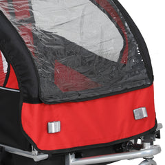 Aosom 2-Seat Elite 360 Swivel Bike Trailer for Kids Bicycle Cargo Trailer with Water-Resistant Windows, Black and Red