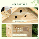 PawHut Duck Coop, Wooden Duck House with Openable Roof & Double Doors, Natural Wood