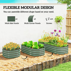 Outsunny 4.9' x 2' x 1' Galvanized Raised Garden Bed Kit, Metal Planter Box with Safety Edging, Green