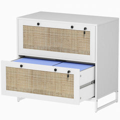 Vinsetto Lockable Filing Cabinet, Boho 2 Drawer File Cabinet with Adjustable Hanging Bar for Letter, A4 and Legal Size, White
