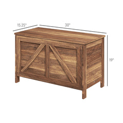 HOMCOM Storage Chest, Farmhouse Lift Top Box Organizer with Safety Hinge, for Bedroom, Entryway, Living Room, Brown Oak